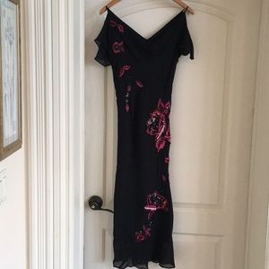Warehouse black sequenced flower dress